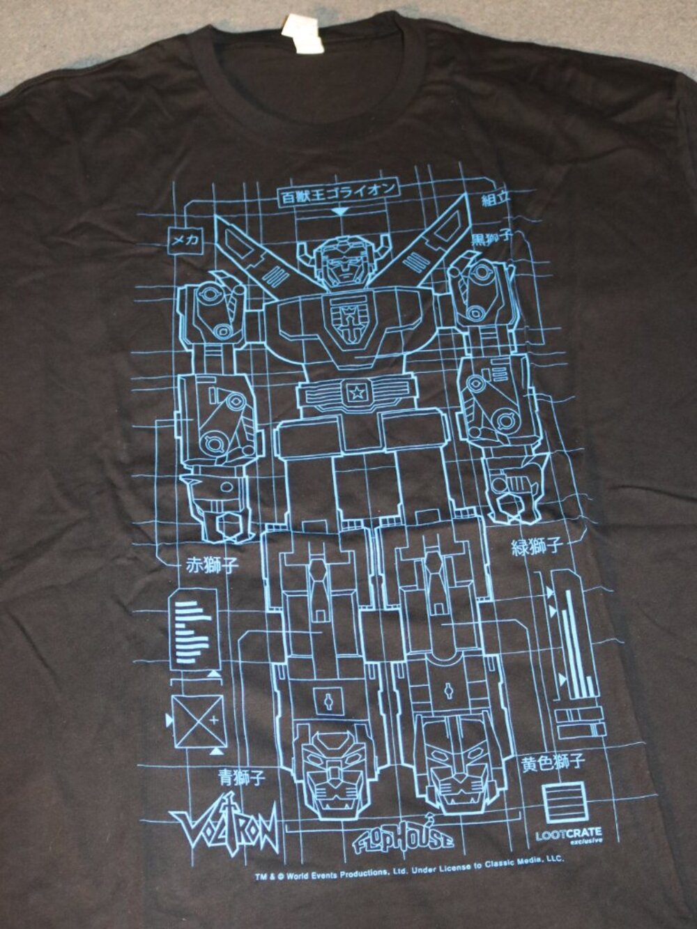 Voltron T-shirt Mens XL Black Cotton Heritage 2016 Robot Blueprint Design - Picture 3 of 7